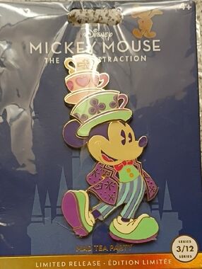 Disney Mad Tea Party Mickey Mouse Enamel Pin - Purple, Green, Yellow